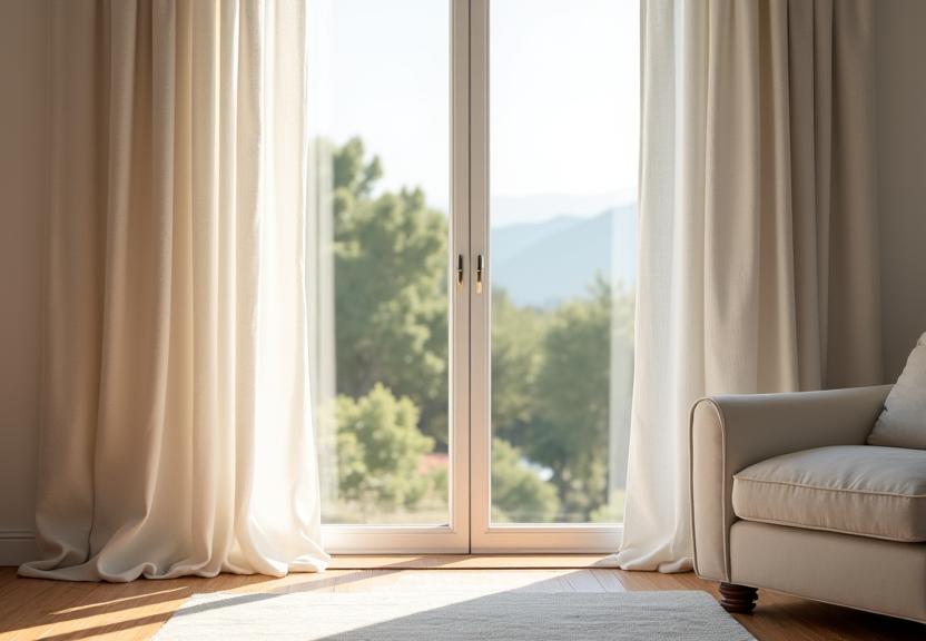 Tende in lino naturale interni eleganti